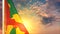 Grenada flag is hanging on sunset sky for memorial day - bokeh - object 3D rendering