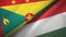 Grenada and Hungary two flags textile cloth, fabric texture