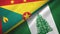 Grenada and Norfolk Island two flags textile cloth, fabric texture