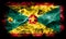 Grenada smoke flag on a black background