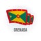 Grenada vector flag. Bended flag of Grenada, realistic vector illustration