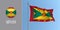 Grenada waving flag on flagpole and round icon vector illustration