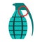 Grenade icon, flat color style. Military army explosive fragmented attack throw
