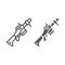 Grenade launcher line and glyph icon, weapon and rocket, bazooka sign, vector graphics, a linear pattern on a white