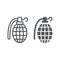 Grenade line and glyph icon, army and military, hand bomb sign, vector graphics, a linear pattern on a white background.