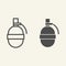 Grenade line and glyph icon. Explode vector illustration isolated on white. Bomb outline style design, designed for web