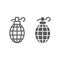 Grenade line and glyph icon, weapon and army, bomb sign, vector graphics, a linear pattern on a white background.