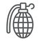Grenade line icon, army and military, hand bomb sign, vector graphics, a linear pattern on a white background.