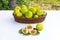 Grenn figs open on white background