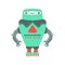 Grenn Giant Friendly Android Robot Character Vector Cartoon Illustration
