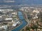 Grenoble. View of the city from above from a great height from the Bastille fortress. France