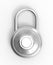 Grey 3D locked combination pad lock on a white background