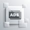 Grey Advertising icon isolated on grey background. Concept of marketing and promotion process. Responsive ads. Social
