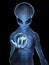 a grey alien holding the earth