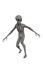 Grey Alien walking. 3D render isolated on white