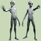 Grey aliens standing 3D illustration