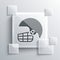 Grey American football helmet icon isolated on grey background. Square glass panels. Vector Illustration