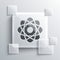 Grey Atom icon isolated on grey background. Symbol of science, education, nuclear physics, scientific research. Square