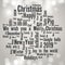 Grey background with the main chrismas and New Year holidays words