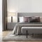 Grey bedroom interior with luxury lamps and a stool