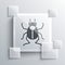 Grey Beetle bug icon isolated on grey background. Square glass panels. Vector