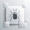 Grey Beetle bug icon isolated on grey background. Square glass panels. Vector