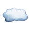 Grey blue cloud watercolor illustration on white background. Climate or environment handdrawn icon