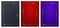 Grey, blue, red rectangular backgrounds set. Elegant colorful wallpapers with thin geometric border and golden sparkle