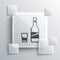 Grey Bottle of vodka with glass icon isolated on grey background. Square glass panels. Vector