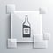 Grey Bottle of wine icon isolated on grey background. Square glass panels. Vector