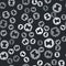 Grey Boxing helmet icon isolated seamless pattern on black background. Vector