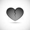 Grey broken heart isolated on a white background