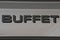 Grey buffet sign on white background