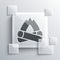 Grey Campfire icon isolated on grey background. Burning bonfire with wood. Square glass panels. Vector