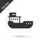 Grey Cargo ship icon isolated on white background. Vector
