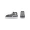 Grey cartoon pair of sneakers from front and side view isolated on white background.