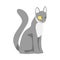 Grey Cat with Smooth Coat as Furry Domestic Pet Vector Illustration