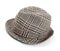 Grey checked trilby hat isolated on a white