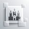 Grey Church building icon isolated on grey background. Christian Church. Religion of church. Square glass panels. Vector