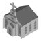 Grey church house icon, isometric style