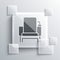 Grey Cinema chair icon isolated on grey background. Square glass panels. Vector Illustration