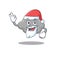 Grey cloud Santa cartoon character with cute ok finger