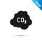 Grey CO2 emissions in cloud icon isolated on white background. Carbon dioxide formula, smog pollution concept