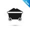 Grey Coal mine trolley icon isolated on white background. Factory coal mine trolley. Vector