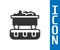 Grey Coal train wagon icon isolated on white background. Rail transportation. Vector