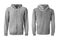 Grey color hoodie or sweatshirt mockup isolated on white background