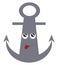 A grey-colored anchor with a smiley face looks cute vector or color illustration