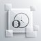 Grey Cryptocurrency coin Bitcoin with clock icon isolated on grey background. Physical bit coin. Blockchain based secure