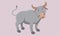 Grey cute buffalo vector art