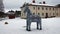 Grey Dalarna horse in Rattvik in winter in Sweden